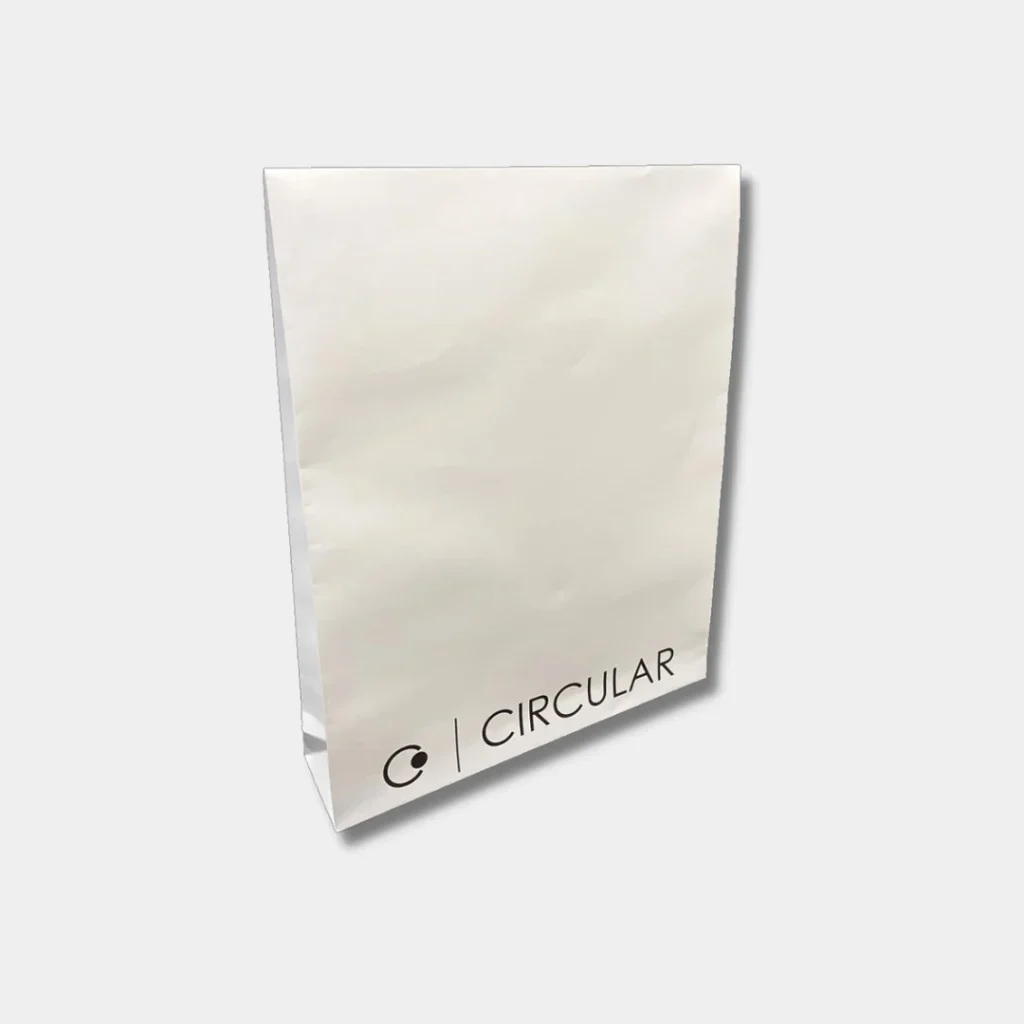 White polybag with Circular logo at the bottom