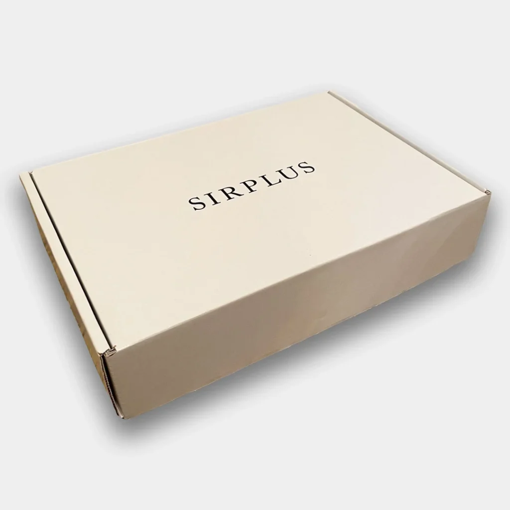 Beige luxury box with Sirplus logo